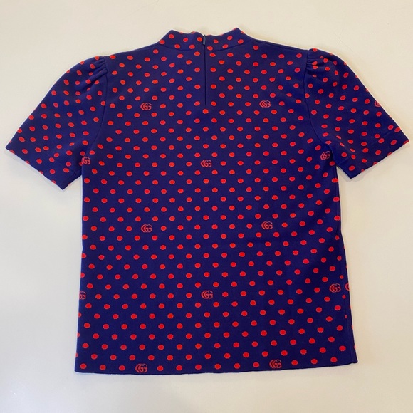 Gucci Top GG Logo & Polka Dot Wool Top Size Medium - Picture 9 of 14